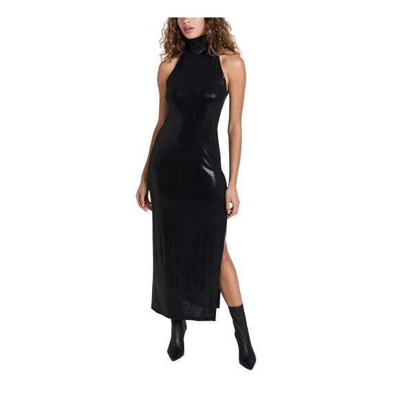 Norma Kamali Dresses & Skirts - Norma Kamali Sleek Black Halter Turtle Side Slit Dress Size XS